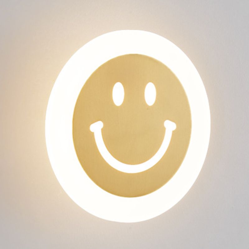 Metal Round Wall Lights Modern 1-Light Wall Light Fixture in Gold