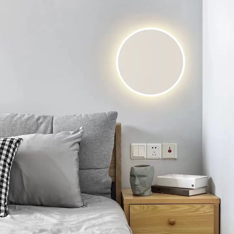 Round LED Wall Lamp Modern Wall Mount Lamp with Acrylic Shade for Bedroom