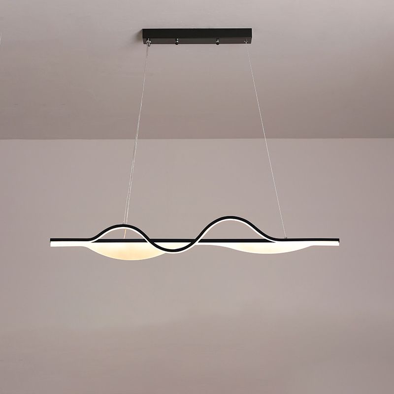Modern Creative LED Pendant Light Metal Linear Island Light with Acrylic Shade