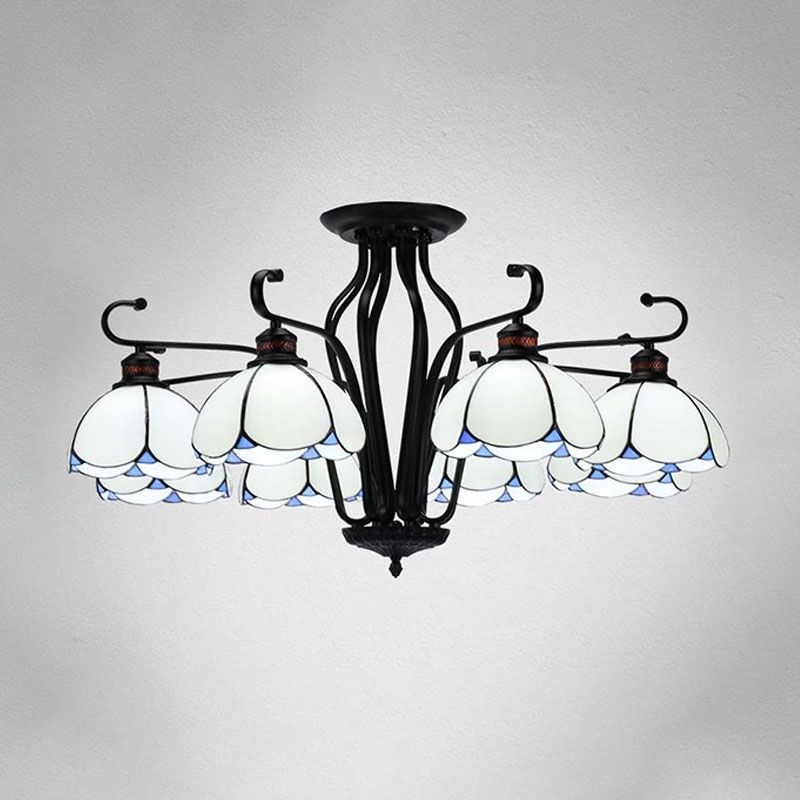 Black SmaswoPed Hanging Chandelier barocco 6/8 Luci kit di luce in vetro bianco/giallo/blu per soggiorno