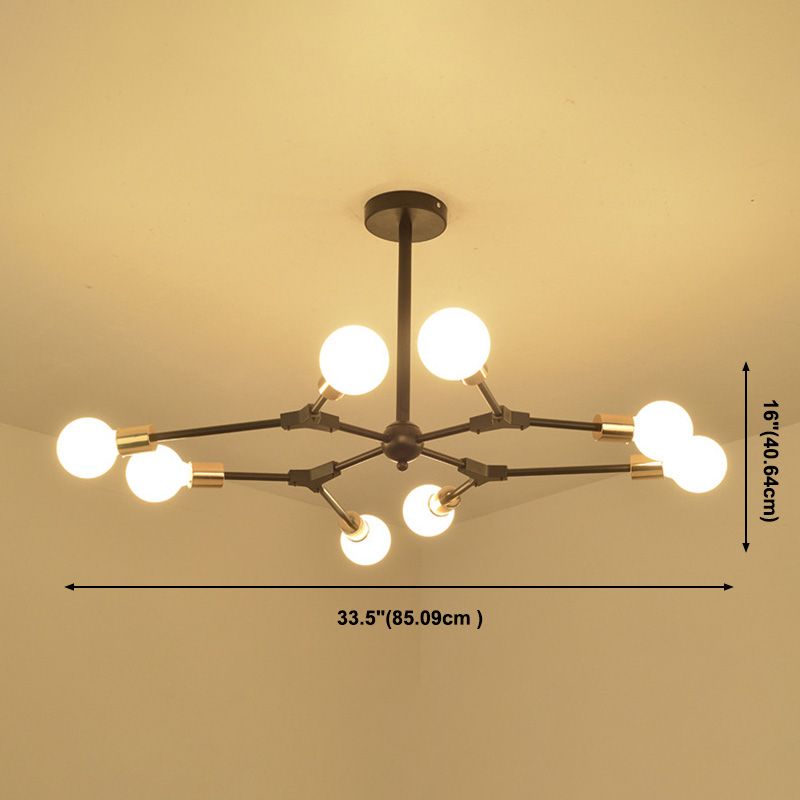 Luz colgante ajustable de negro de lámpara de metal múltiple ligero para sala de estar