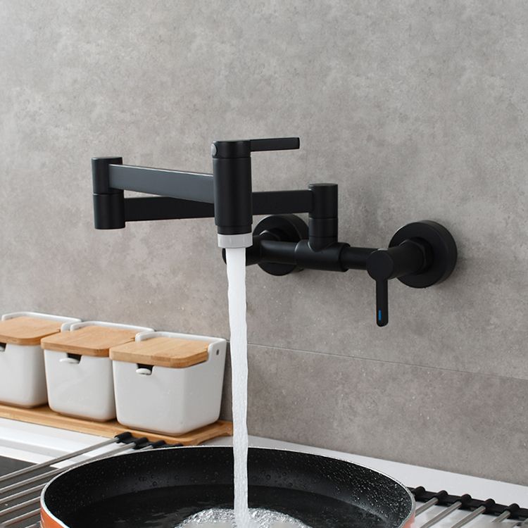 Modern Wall Mounted Double Handles Pot Filler Low Arc Profile Filler