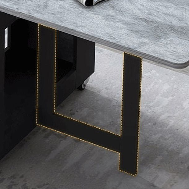 Moderne moderne rechthoekige eettafel drop-bladtafel met vaste houten basis met vaste houten basis