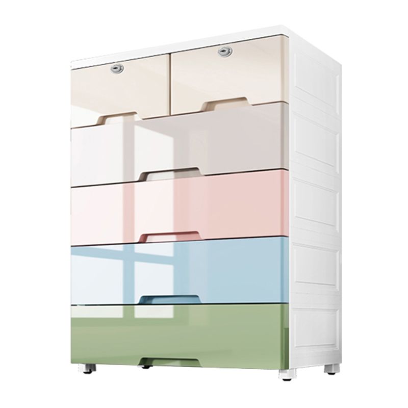 Contemporary Style Wardrobe Plastic Bedroom Wardrobe Closet With 6-Drawer