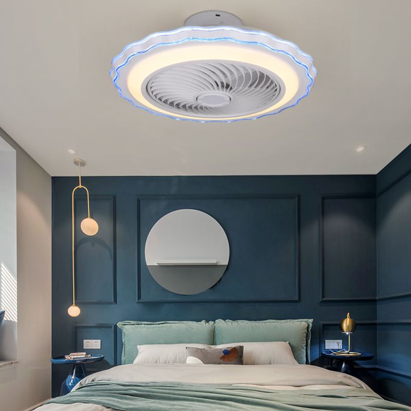 Children's Bedroom Fan Lamp Minimalist LED Semi Flush Mount Ceiling Light