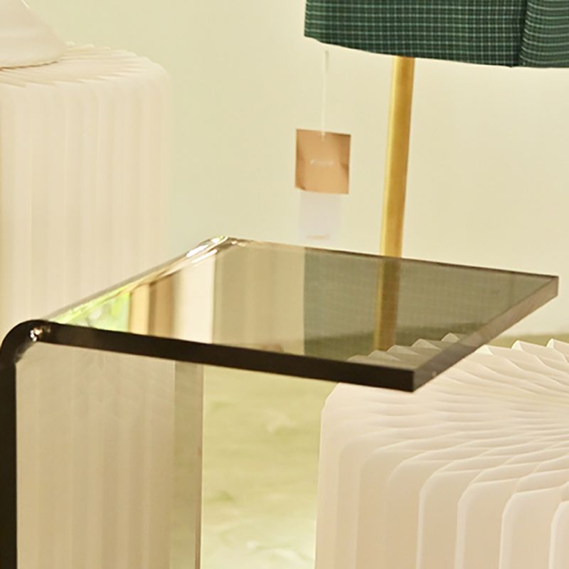 Modern Rectangular Glass Side End Table Sled Side Table for Living Room
