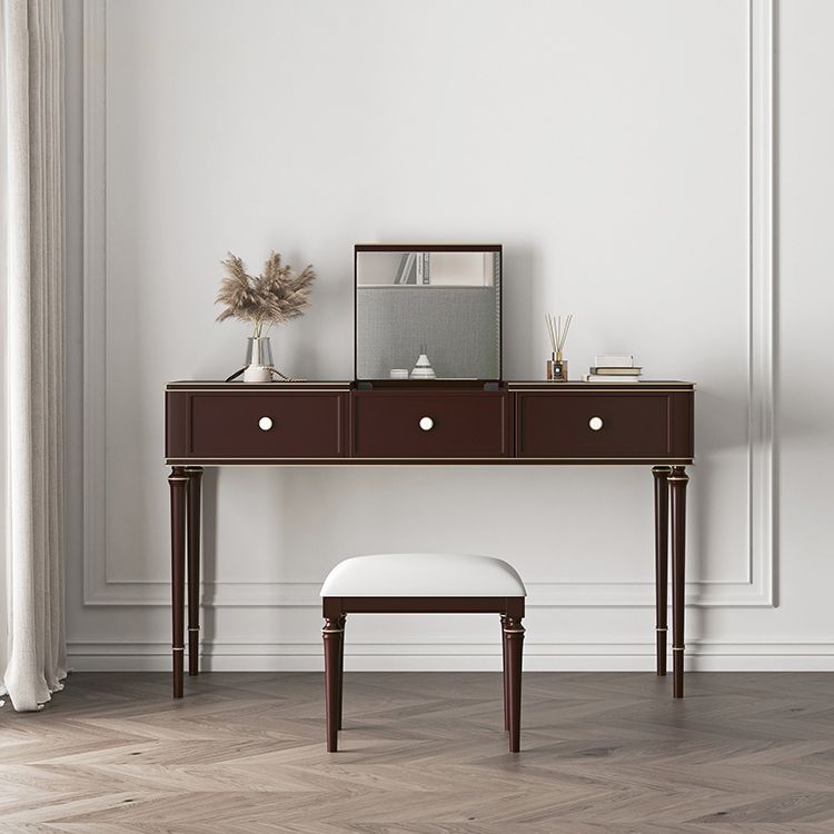 Make-up Vanity Mirrored Wood Dressing Table Padded Stool Set