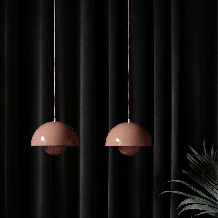 1 Light Semicircle Hanging Light Fixture Nordic Style Aluminum Ceiling Light with Hanging Cord for Restaurant