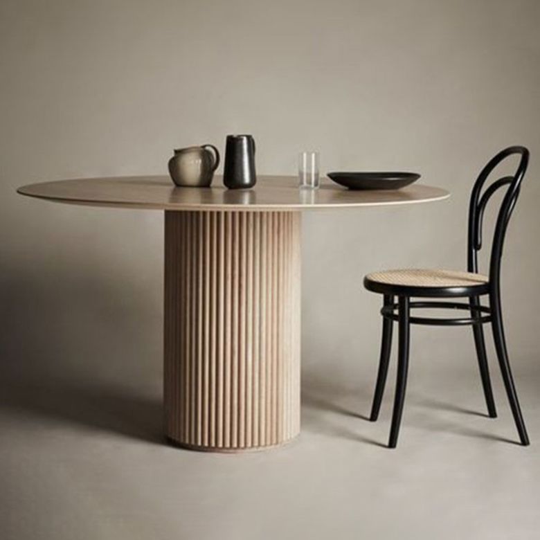 Table à manger en bois massif, ton marron, guéridon simple pour salle à manger