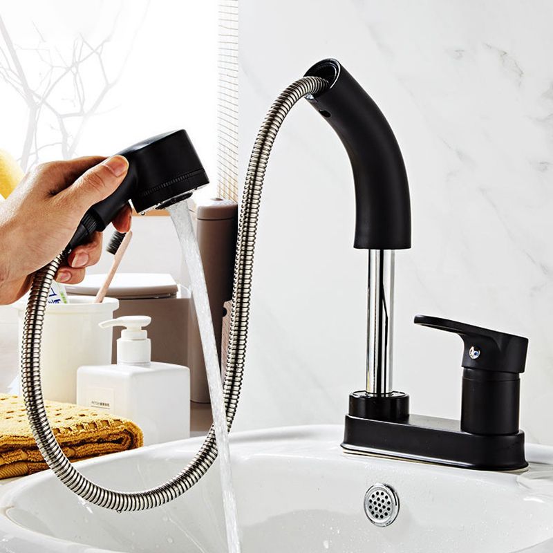 Modern Vessel Faucet Copper Single Handle Low Arc Retractable Vessel Faucet