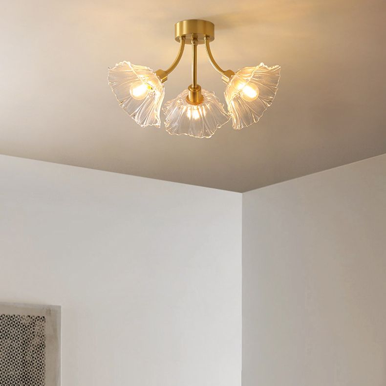 Nordic Style Iron Ceiling Light Lotus Leaf Shape Ceiling Lamp for Bedroom