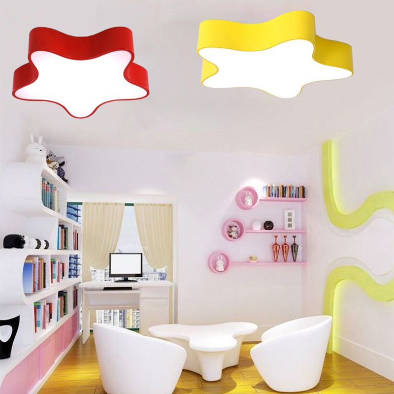 Boys Girls Bedroom Star Flush Ceiling Light Acrylique Contemporary Ceiling Lamp