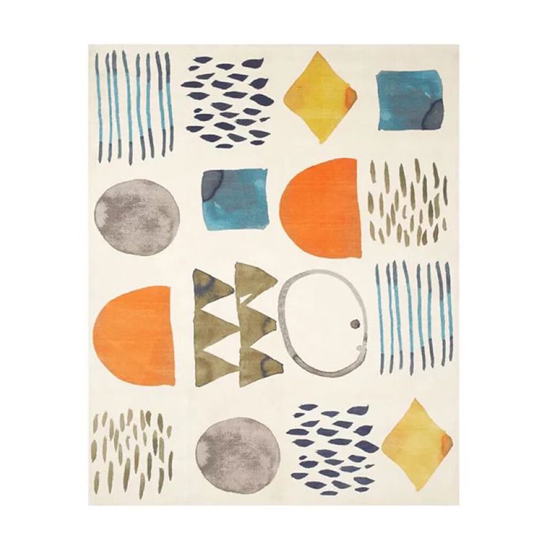 Orange Contemporary Carpet Polyester Graphic Carpet Washable Carpet for Living Room