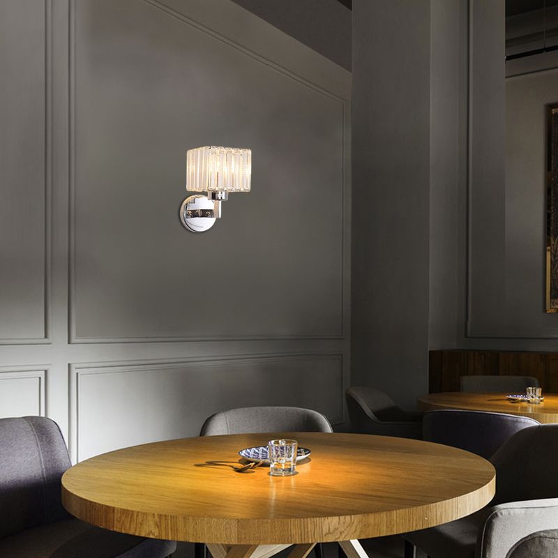 1 Halway Mury Murce Light modern chrome Mall Mount Lumière avec cylindre / carré Obelle de tige de cristal triase