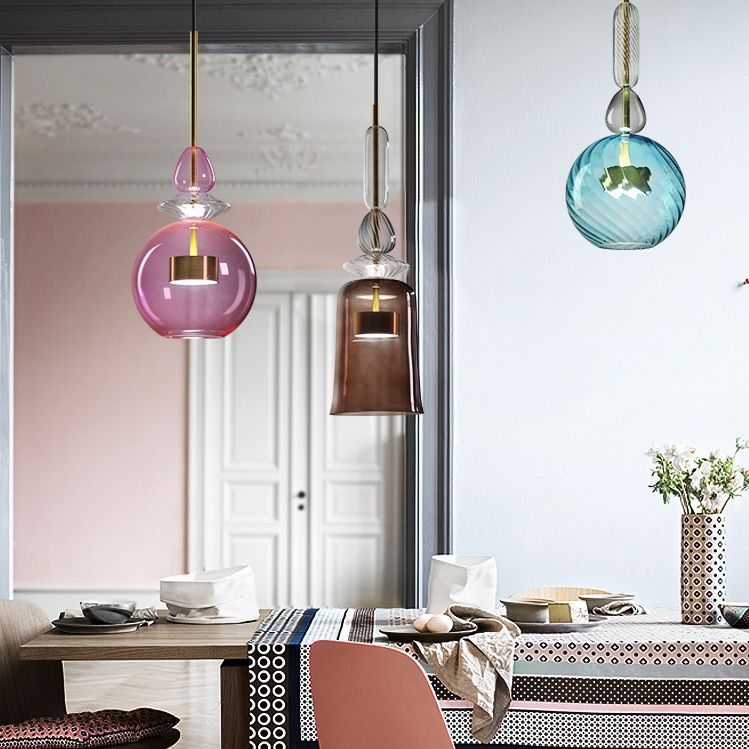 Ultra-Moderne Simplicity Candy Hanging Deckenleuchte Glasfederung Anhänger Licht für das Restaurant