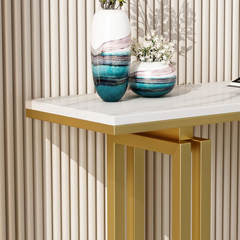Modern Rectangle Top Accent Table with Iron Base for Hall Console Table