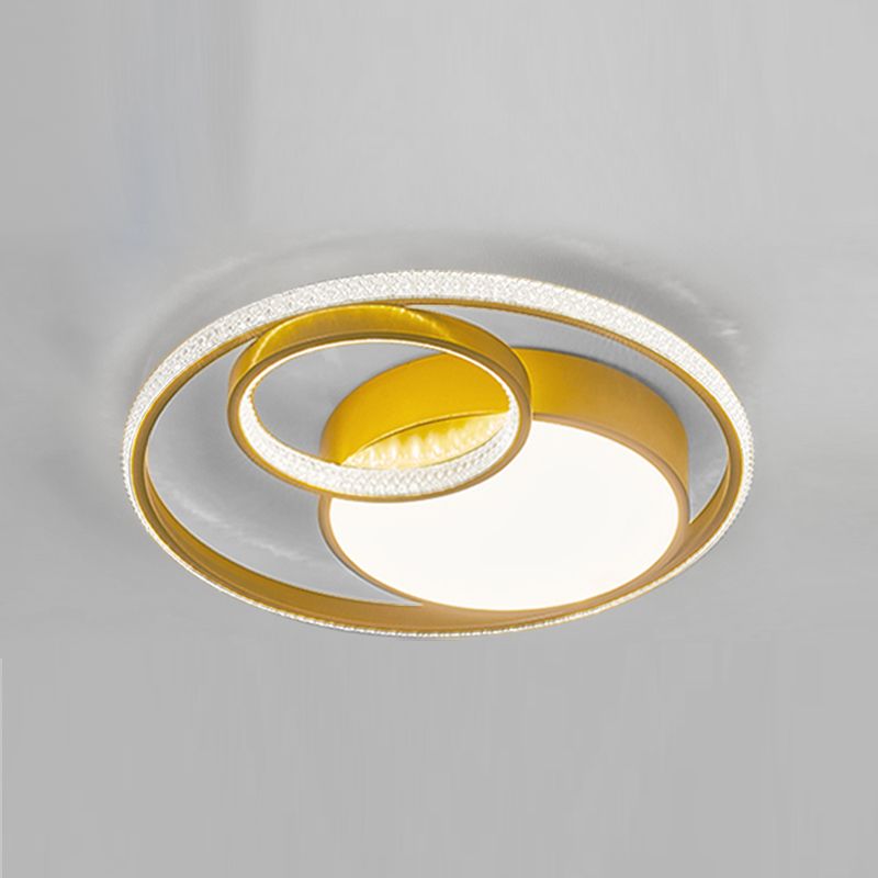 Luminaires encastrés en métal, plafonniers ronds nordiques avec abat-jour en acrylique pour chambre à coucher