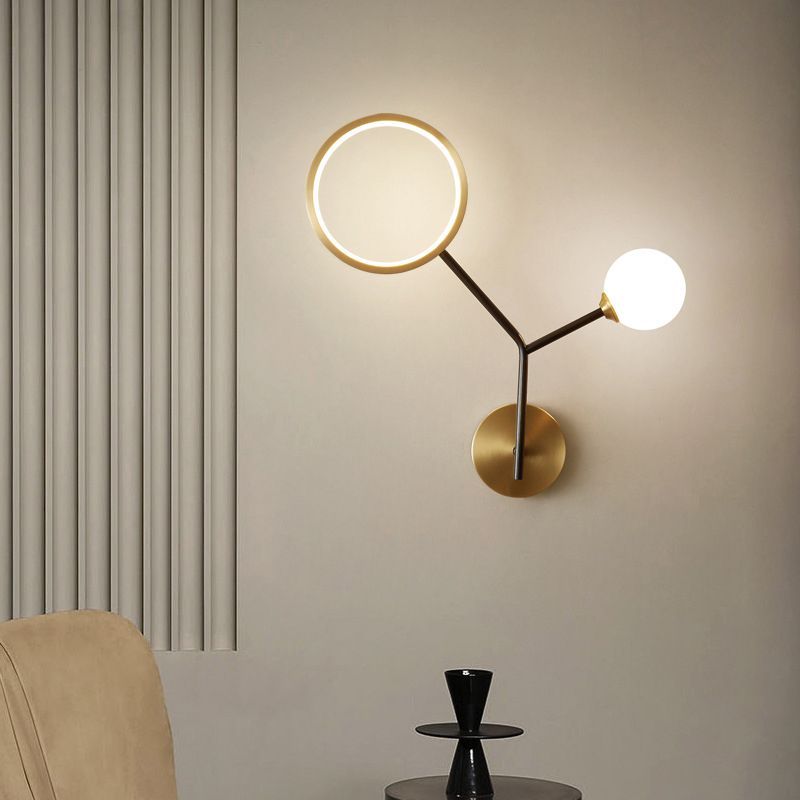Crème glazen modo muur sconce lamp minimalistische led wandverlichting armatuur voor slaapkamer