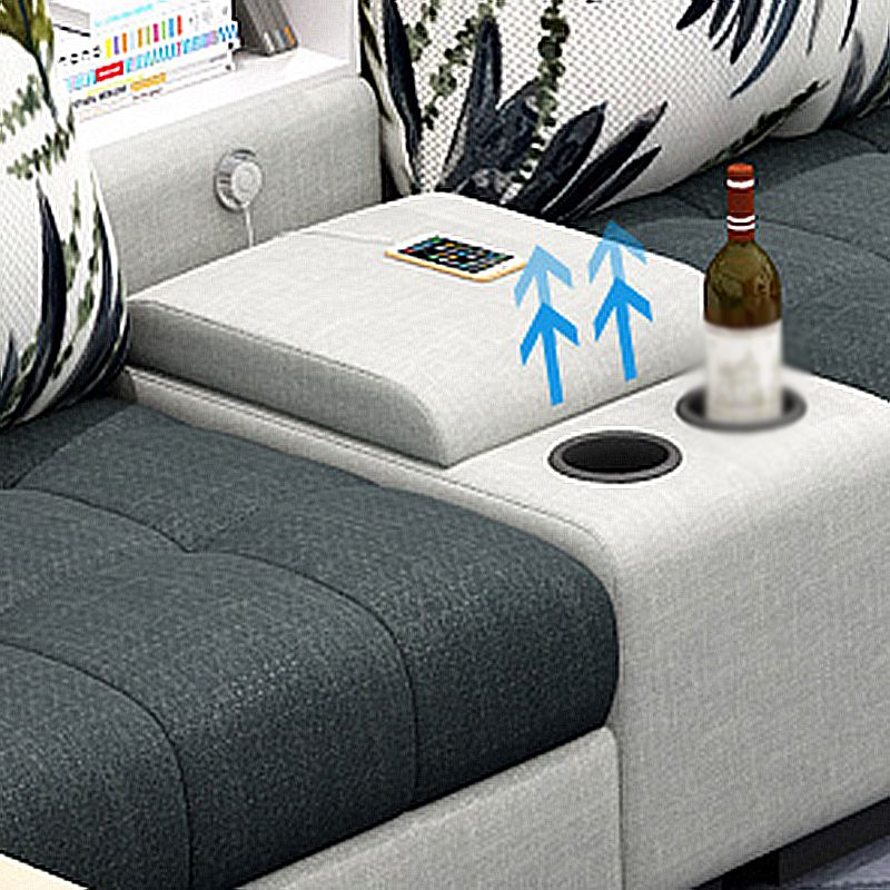 Sloped Arms Pillowed Back Cushions Sectionals Sofas for Living Room