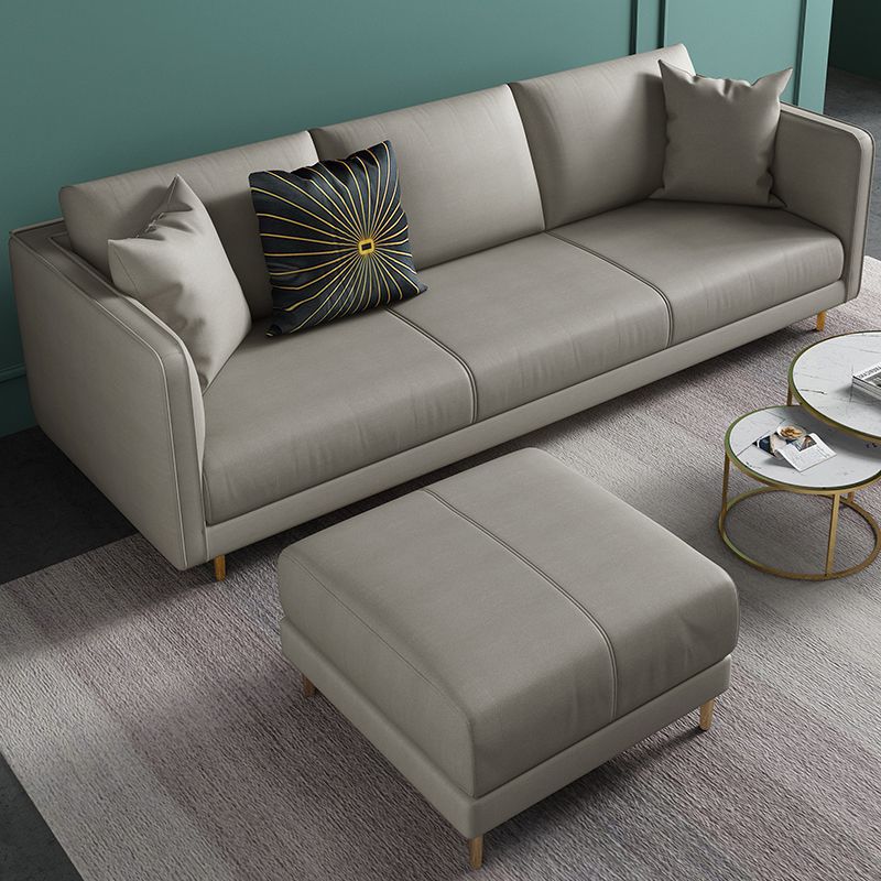 32.28" D x 72.83" W x 33.07" H Faux Leather Tuxedo Arm Sofa with Bolster Pillows