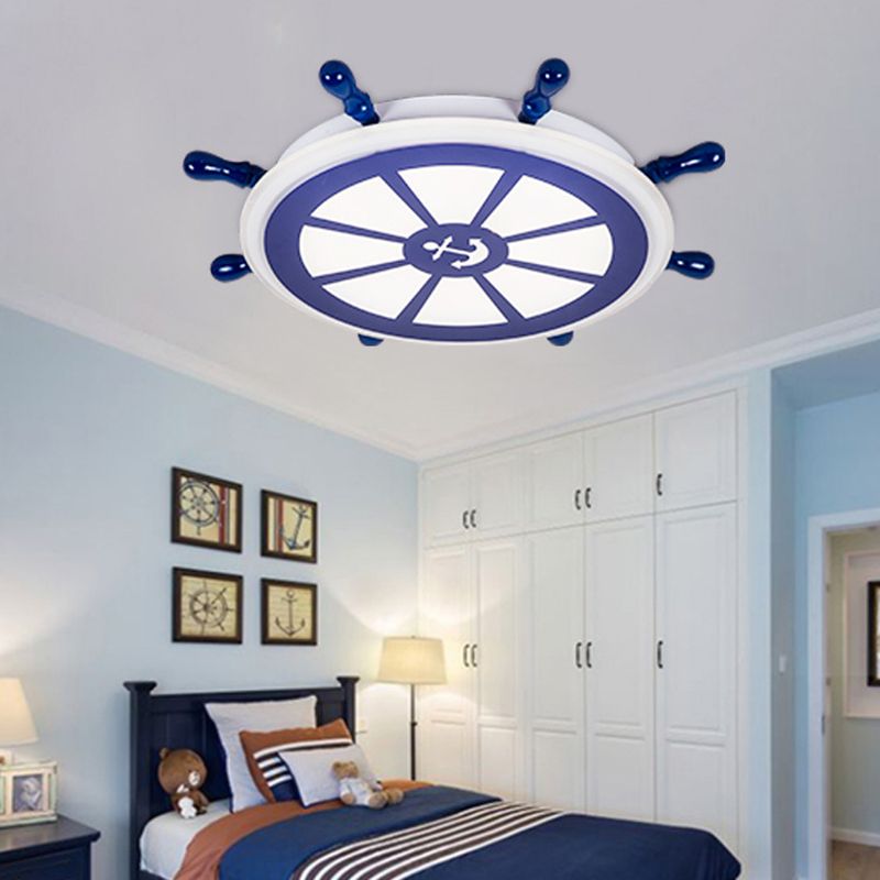 Plafonnier LED circulaire créatif pour enfants, montage encastré avec barre en bois et abat-jour en acrylique