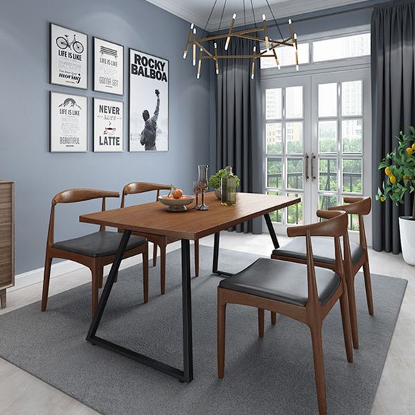 Industrial 1/2/3/5/7 Pieces Dining Set Rectangular Solid Wood Indoor Dinette Set