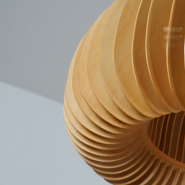 Beige Wood Slatted Hanging Light Chinese Style 1 Light  Restaurant Ceiling Pendant Lamp