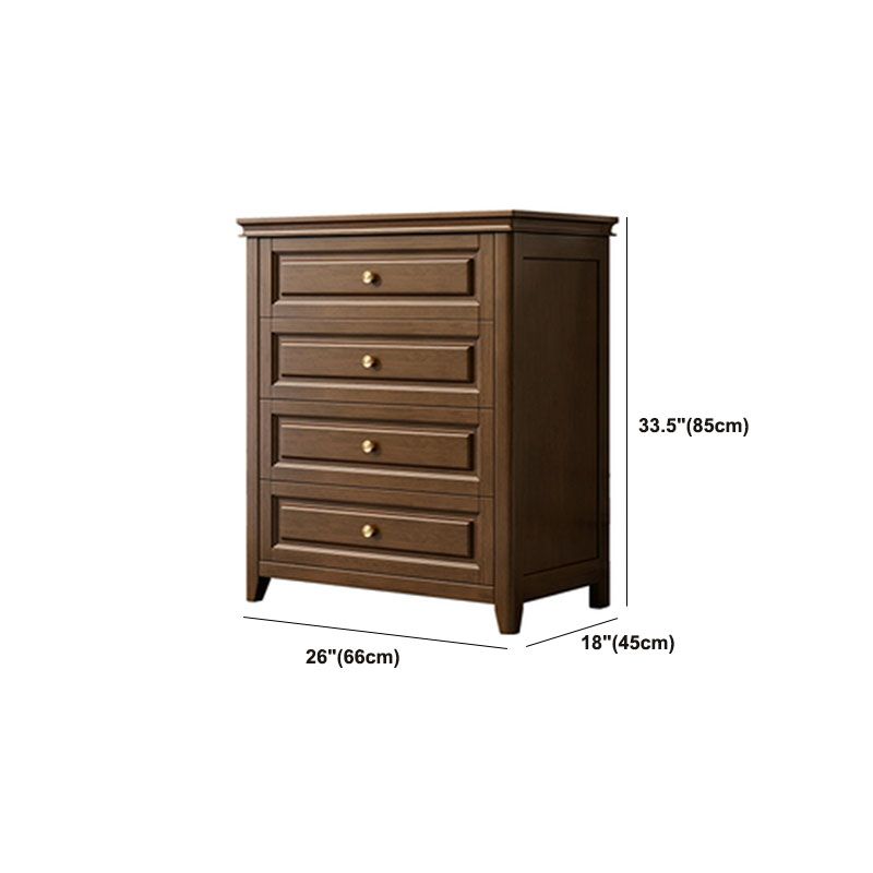 Glam Bedroom Storage Chest Wooden Chest in Brown with Drawers