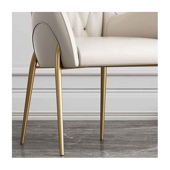 Glam Metal Dining Room Chairs Faux Leather Dining Arm Chair for Restaurant Use