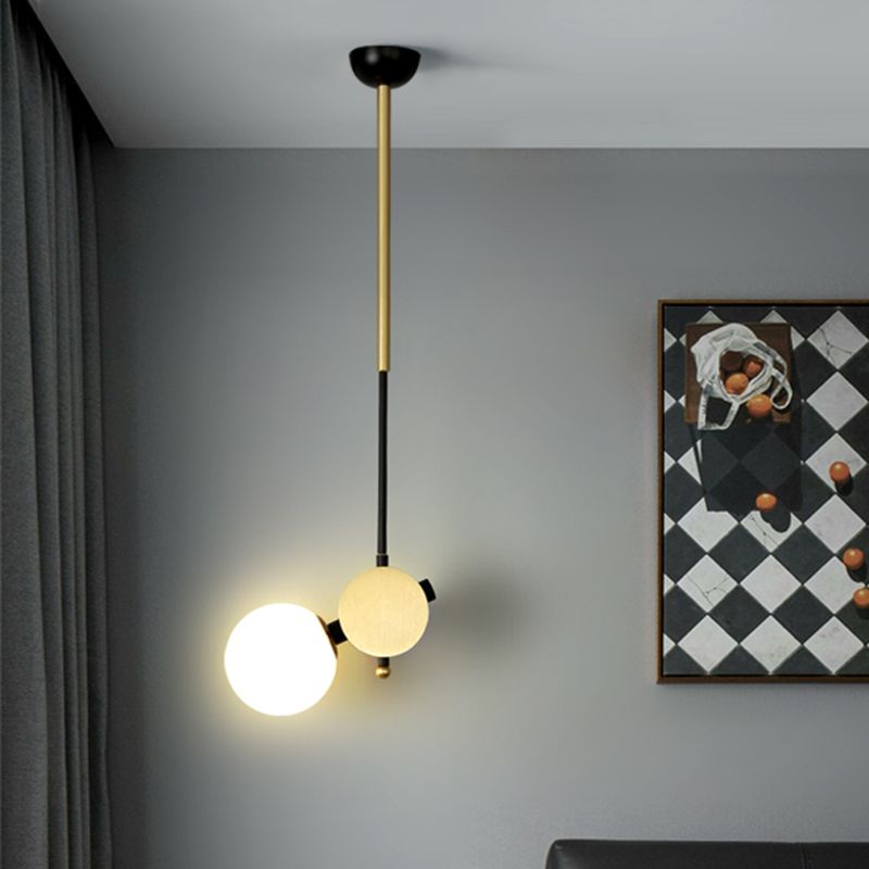 Modernistische bubbels plafondlamp opaalglas 1 hoofd slaapkamer slinger licht in zwart en goud, links/rechts