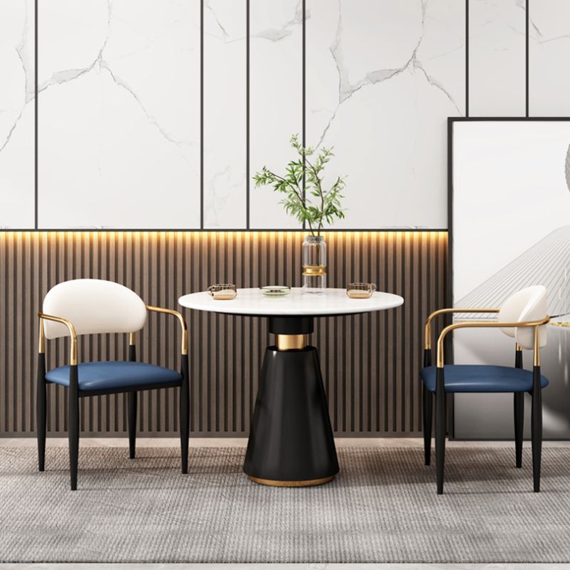 Metal Industrial Side Chair Metallic Finish Open Back Dining Arm Chair