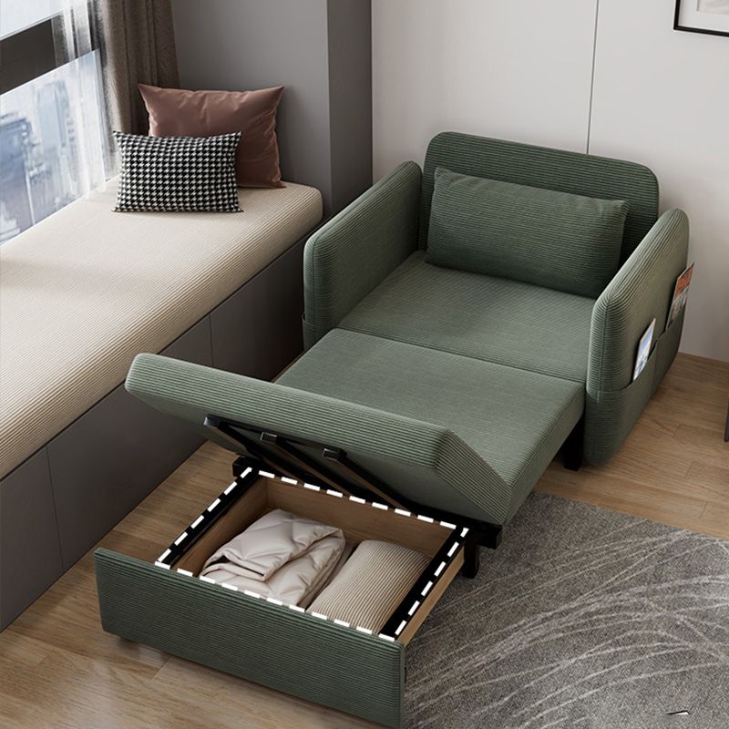 Glam Corduroy Pillow Back Sleeper Sofa Storage Sofa Bed in Green