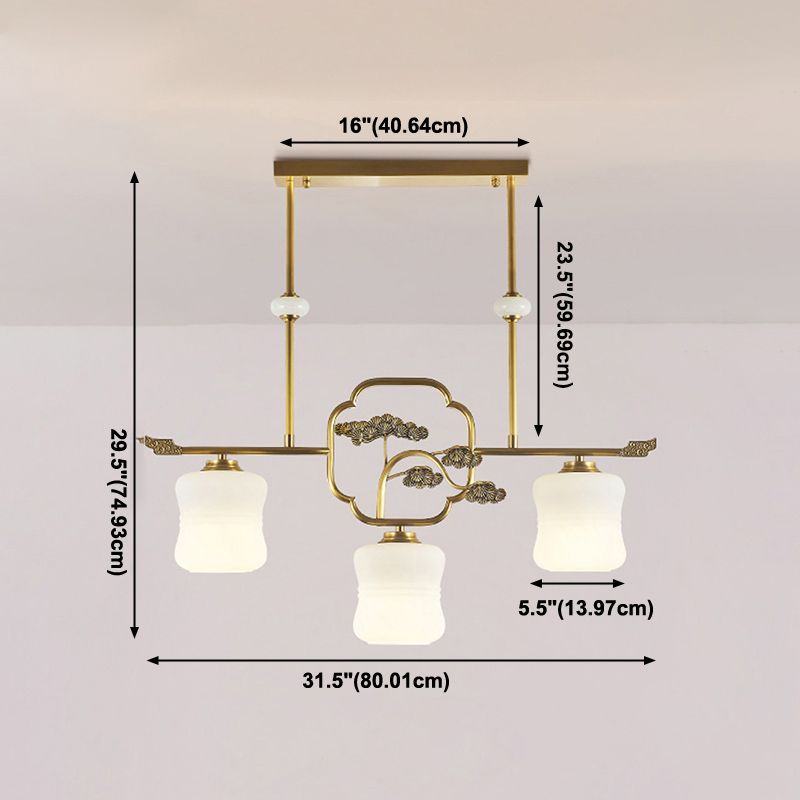 Luminaires d'éclairage de l'île du cylindre moderne Verre 3 Éclairage pendentif léger en or