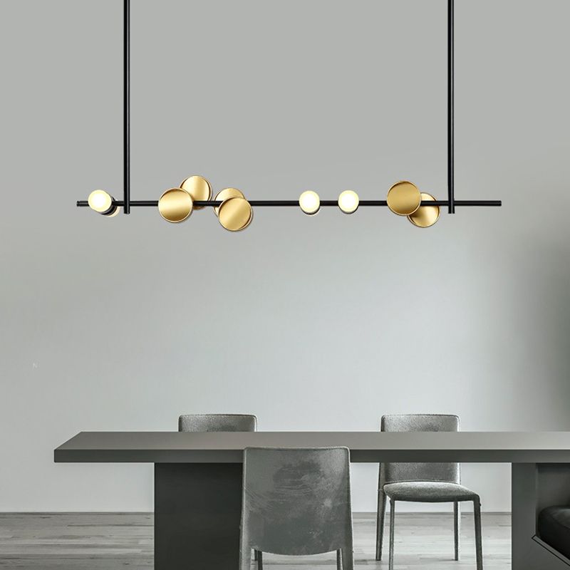 Modern Pendant Chandelier Linear Island Lighting 3 Light Metal Island Lights in Black