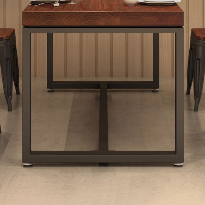 Solid Wood Dining Table Industrial Dining Table with Black Frame