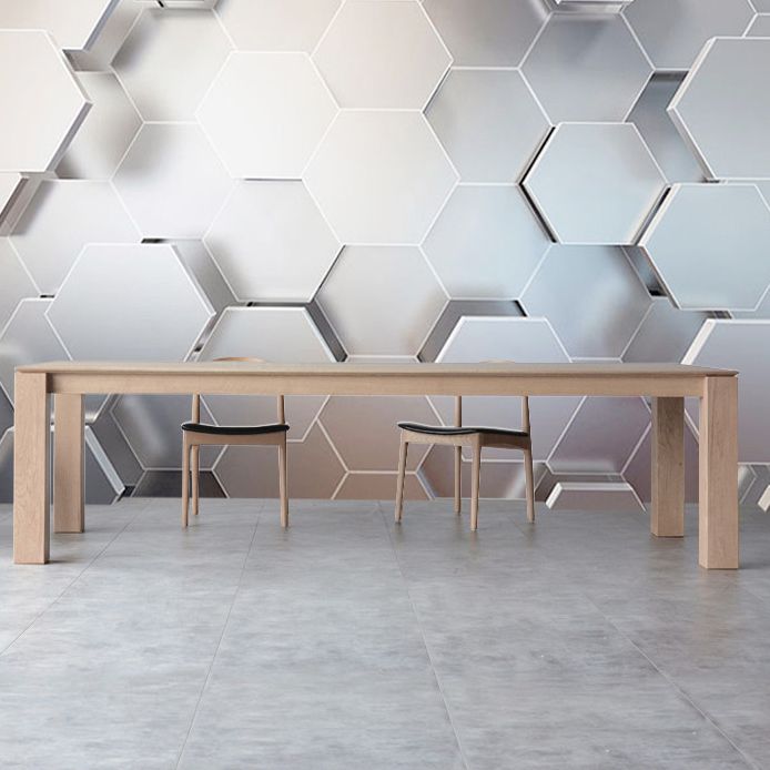 Wood Dining Table Rectangle Modern Table with 4 Legs for Restaurant