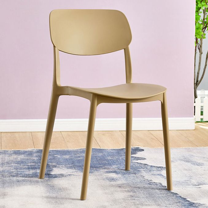 Scandinavian Stackable Armless Dining Chairs Plastic Open Back Dining Side Chair