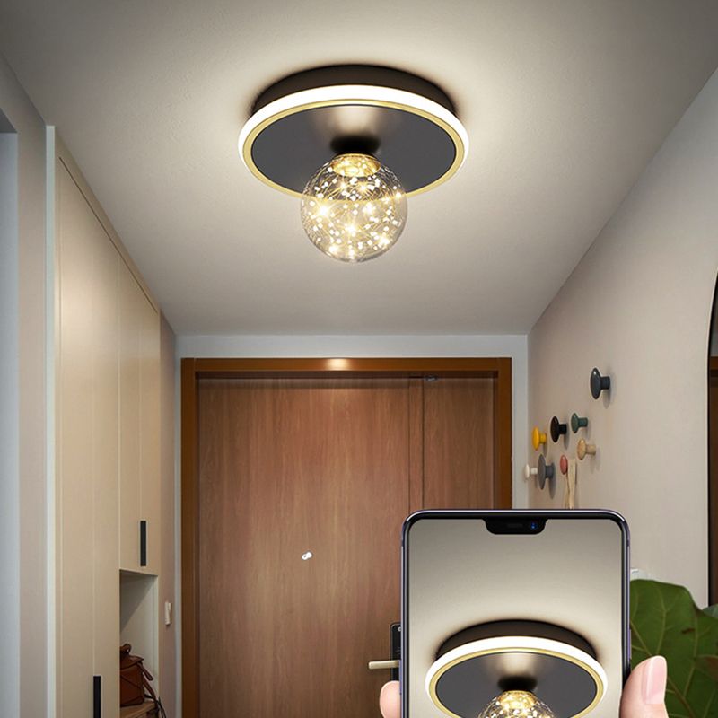 Lámpara empotrada de esfera contemporánea, lámpara de techo empotrada de metal con 2 luces, en negro