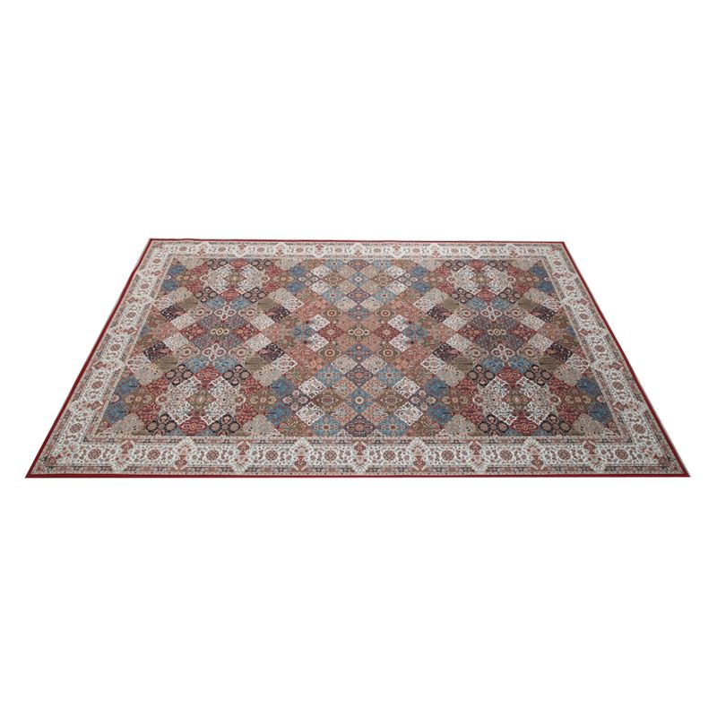 Traditional Moroccan Tile Print Rug Polyester Indoor Rug Stain Resistant Area Carpet for Living Room
