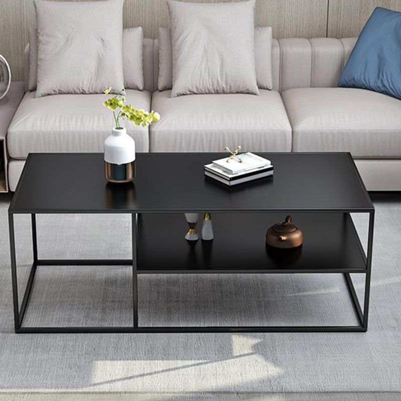 19.68" Tall Rectangle Top Coffee Table Metal Frame Base Cocktail Table