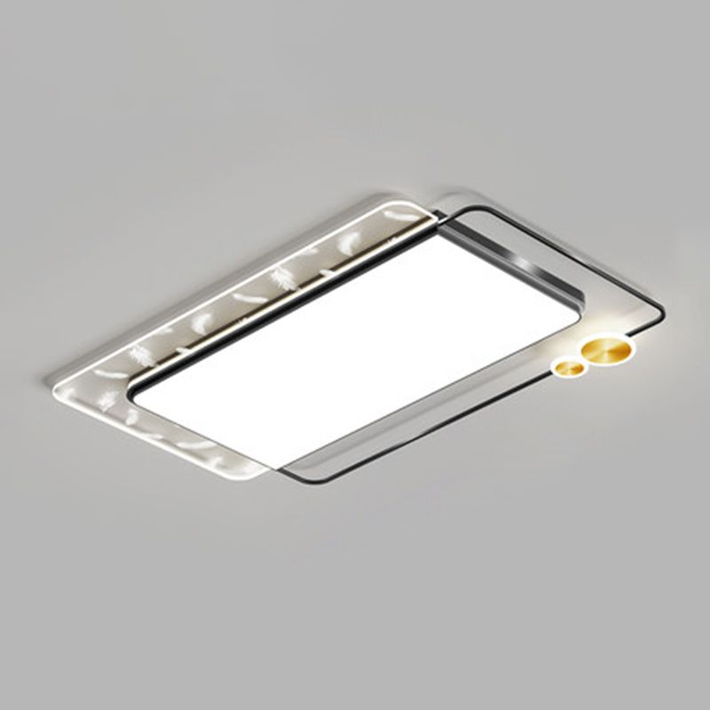 Modern Creative LED Feather Ceiling Light Wrought Iron Geometric Flush Mount with Acrylic Shade