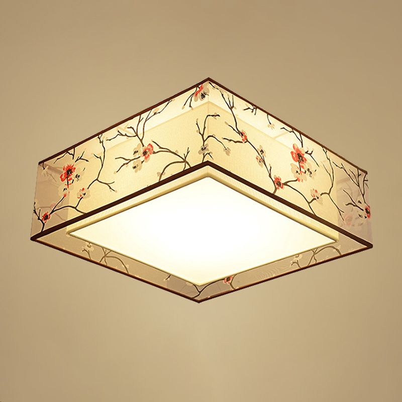 Luz de techo sombreada de tela, techo de Sala de estar tradicional incrustado en blanco