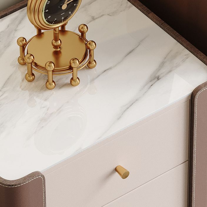 Contemporary Glam Storage Chest Stone Storage Chest Dresser for Bedroom