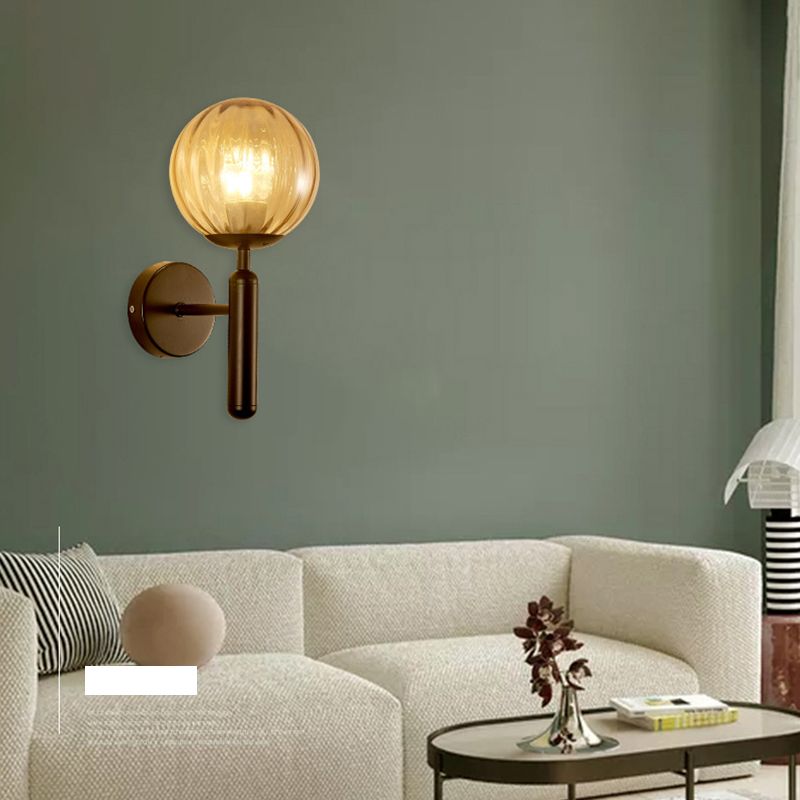 Moderner nordischer Stil kugelförmiger Wandleuchte Leuchten Glas 1 leichte Wandleuchten für Wohnzimmer