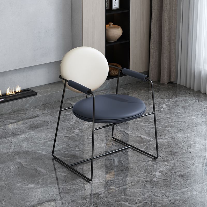 Leather Upholstered Arm Chair King Louis Back Chair for Dining Room