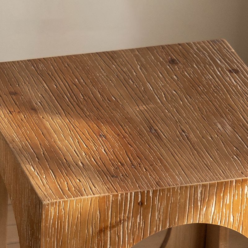 Rustic Square Wooden End Table Natural Drum Sofa Side Accent Table