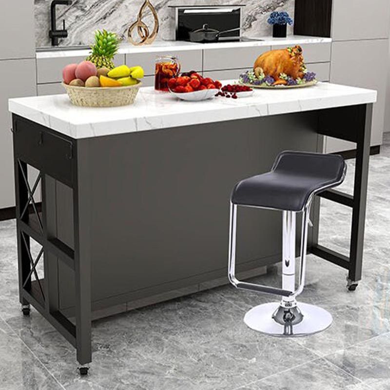 Modern Rolling Kitchen Cart Wood Rectangular Kitchen Island Cart with Drawer