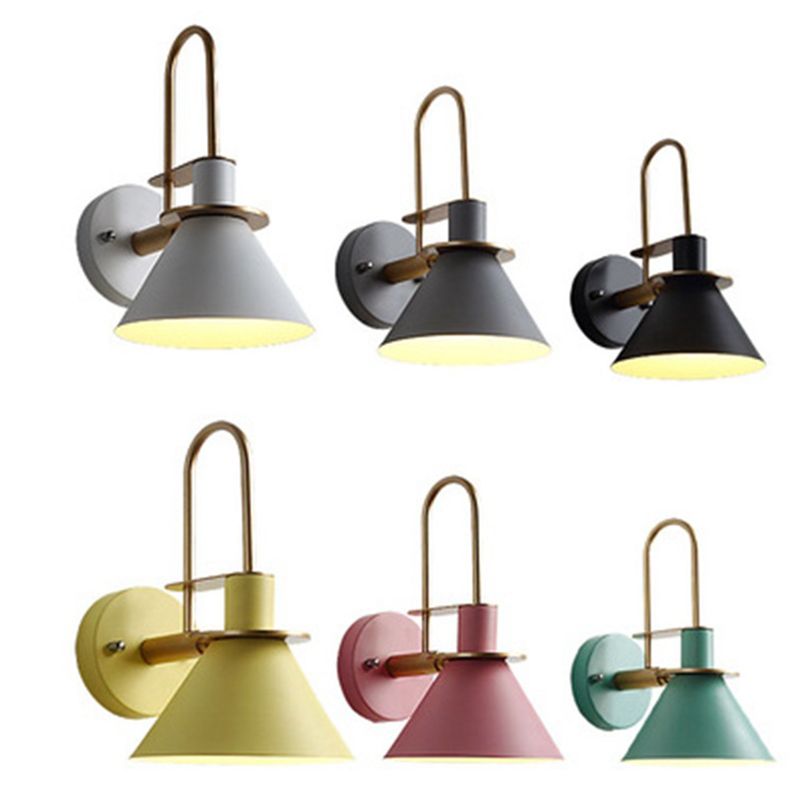 Metal Cone Shape Sconce Light Modern-Style 1 Light Wall Light Fixture