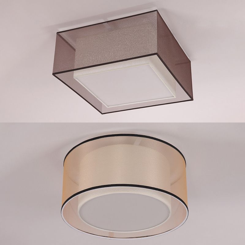 2-schermen stoffen plafondlamp rustieke woonkamer inbouwlamp in koffie