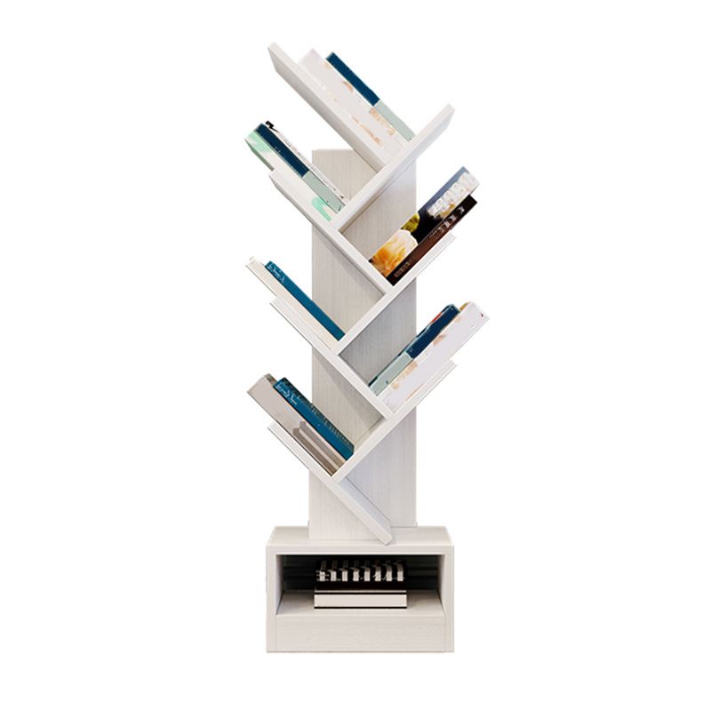 Modern Wood Bookshelf Geometric Closed Back Bookcase in Burnish